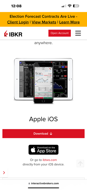 The download IBKR mobile option on the website. 